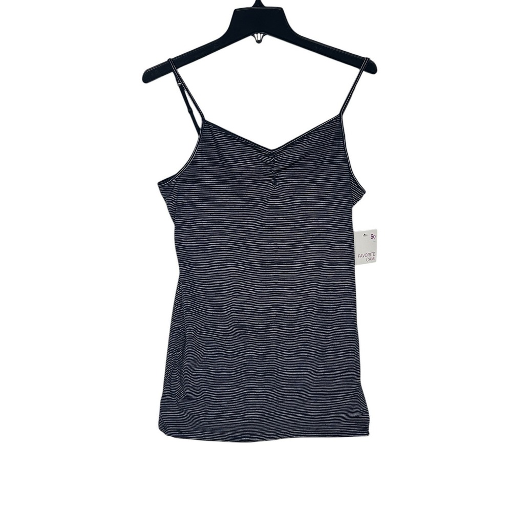 SO‎ Favorite Cami Womens XXL Navy Blue Striped Molded Cup Shelf Bra Tank Top NWT